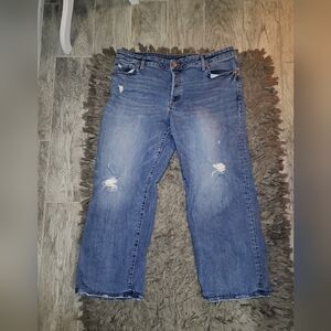 Express Low Rise Distressed Relaxed Straight Jeans